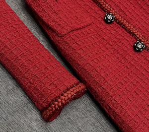 Damen Herbst Neuheit Eleganter Stil Schleifenkragen Langarm Einreihiges Figurbetontes Mini-Tweedkleid für Frauen - Product Image 5