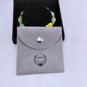 Pochette à bijoux en velours personnalisée avec logo, emballage et présentoir pour bijoux, pochette enveloppe en faux daim avec logo - Product Image 4