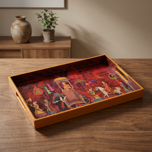 Plateau de service de Noël en MDF résineux, imperméable, écologique, peint à la main, forme personnalisée, avec poignée, polyvalent et décoratif - Product Image 1