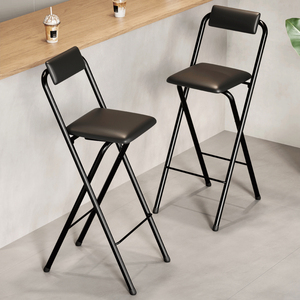 Tabouret de <span class=keywords><strong>Bar</strong></span> Pliable En Métal En Cuir Comptoir Cuisine Nordique Mobilier De Maison Moderne Tabourets Hauts En Bois Noir De Luxe Chaises Pliantes <span class=keywords><strong>Bar</strong></span> - Product Image 5