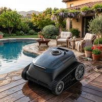 Robot Pembersih Kolam Renang Tanpa Kabel, Penghilang Alga dan Kerak, Tahan Air IPX8, Penggerak Roda Tangki