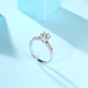 Venta al por mayor de plata esterlina 925 sólida VVS <span class=keywords><strong>Moissanite</strong></span> Lab diamante mujeres joyería regalos rodio plateado boda GRA anillo de compromiso - Product Image 4
