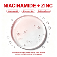 Sérum Niacinamide Zinc Contrôle Sébum Minimiseur de Pores Éclaircissant Apaisant Léger Lissant Équilibrant pour le Visage 30ml