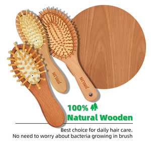 Set di Spazzole per <span class=keywords><strong>Capelli</strong></span> Afro <span class=keywords><strong>in</strong></span> Bambù Ecologico con Manico <span class=keywords><strong>in</strong></span> <span class=keywords><strong>Legno</strong></span> per Massaggio e Districamento dei <span class=keywords><strong>Capelli</strong></span> Ricci - Product Image 2