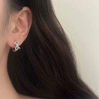 Romantische 14K Vergoldete S925 Silber Zirkon Schleifenohrringe 925 Sterling Silber Schleifenknoten Ohrringe