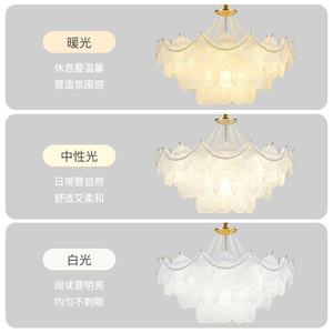 French Style Luxury Chandelier Led Multi Head Round Living Room And Dining Room <b>Light</b> With Pearl Shell Design - Product Image 1