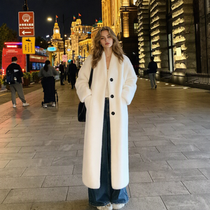 Disponibile - Liquidazione Stock - Cappotto Lungo in Finta <span class=keywords><strong>Pelliccia</strong></span> di Visone di Lusso <span class=keywords><strong>con</strong></span> Scollo a V, Morbido e Caldo, Giacca Invernale da Donna, Capospalla Casual - Product Image 1