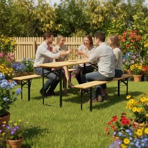 Conjunto de Mesa y Banco Plegables de Madera Modernos, Ligeros y Duraderos para Eventos al Aire Libre, Cervecerías y Servicios de Catering - Product Image 6
