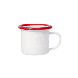 6 onzas. Taza de esmalte en blanco de sublimación con taza de esmalte personalizada de borde coloreado - Product Image 3