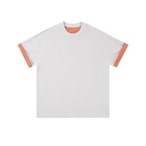 T-shirt réversible bicolore pour homme 280g, coupe ample, double <span class=keywords><strong>couleur</strong></span>, double face, haute qualité, idéal pour l'été, OEM - Product Image 4