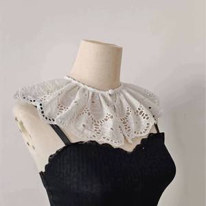 थोक सफेद शिफॉन कढ़ाई गर्दन डिजाइन कॉलर महिला फीता कॉलर सजावट कॉलर - Product Image 3