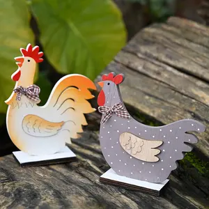 Easter Ornaments Rooster Chicken Standing Table Crafts Wood Holiday Christmas DIY Ornament Crafts