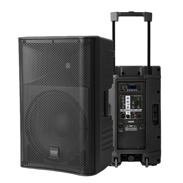 DASN SCBT12DDM 12 Inch 800W DSP Professional Active Plastic Full Frequency Portable Battery PA Speaker With Wheels and Tie Rod