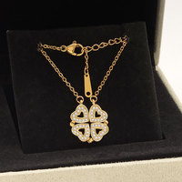 Collar de Trébol de Cuatro Hojas para Mujer, 2 en 1, Convertible en Corazón, Plegable, Creativo, Cadena para Clavícula, Venta al Por Mayor