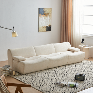 Juego de Sofás Modernos de Lujo para Sala de Estar, Sofá Modular Seccional Acolchado Tipo Nube, Tapizado en Terciopelo, Sofá de Tela Blanca - Product Image 2