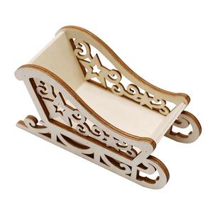 Forte manuale ornamenti natalizi in legno fai da te slitta ornamento per auto in legno Mini ornamento di slitte da tavolo natalizio incompiuto - Product Image 3
