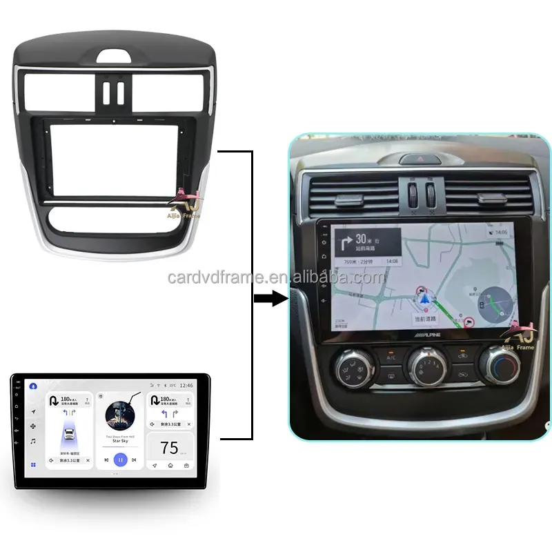 Aijia Voiture Lecteur DVD Auto Vidéo Voiture Radio Android 9 pouces GPS Navigation Wifi Stéréo Pour Nissan Tiida 2016 Basse Configuration