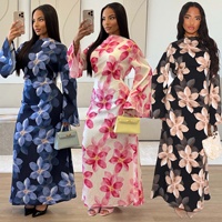 Nouvelle Abaya de Luxe Sharut en Gros, Robe Longue Musulmane de Dubaï pour Femme, Élégante Robe d'Été Modeste à Imprimé Floral