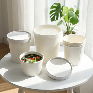 16 OZ White Paper <b>Cup</b> Bowl With <b>Disposable</b> Beverage Tea Coffee Juice Soup Packaging Custom Logo - Product Image 2