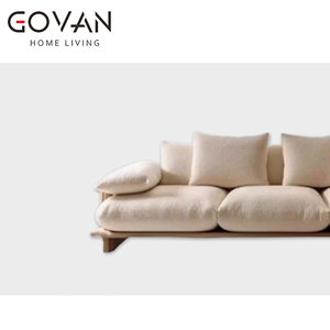 Wabi Sabi Luxuriöses Massivholz-Stoffsofa mit Schwammfüllung für Wohnzimmer in Apartments und Villen - Product Image 2