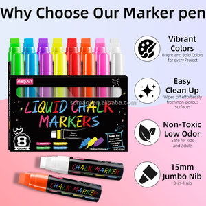 Nuovo Pennarello Fluorescente da 15mm, Cancellabile a Secco e Umido, 12 Colori Brillanti, Non Tossico, per Lavagna Bianca - Product Image 4