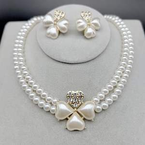 ชุดต่างหูสร้อยคอไข่มุกเทียมลายดอกไม้ชุดสร้อยคอไข่มุกพร้อมต่างหู - Product Image 2