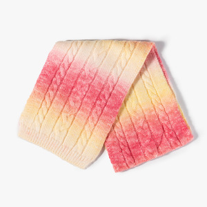 Chapeau et écharpe pour femme en laine/acrylique tricotée épaisse et chaude, dégradé arc-en-ciel, pour l'extérieur, avec bord plié, collection automne-hiver - Product Image 1