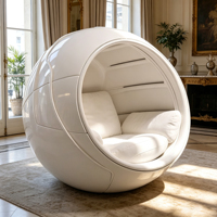 Fauteuil lounge monobloc en fibre de verre ultra-brillant, design capsule spatiale en forme d'œuf, pour usage domestique et de loisirs