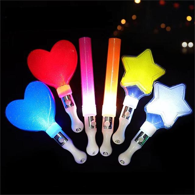 Customized Plastic LED Glow Sticks Party Concert Evening Party Decoration Peach Heart Pentagram Shaped Activity Cheering Props