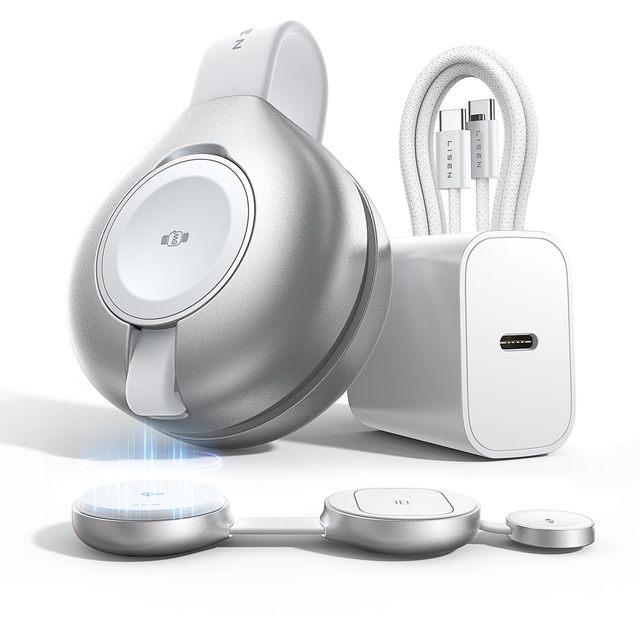 LISEN Qi2 Magnetic Fast Charger 15W Wireless Charging Station Foldable 3 in 1 Dock for iPhone 17 16 Apple Watch AirPods Travel