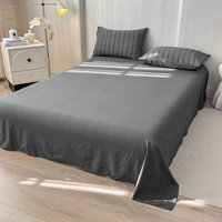 Ensemble de housse de couette en microfibre 100% polyester, draps et ensembles de literie en microfibre lavée imitation lin
