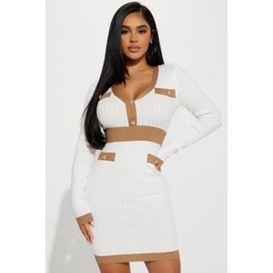 Nuevo Cárdigan de Punto con Cuello en V e Hebilla Metálica, Vestido de Suéter de Punto de Color Sólido - Product Image 2