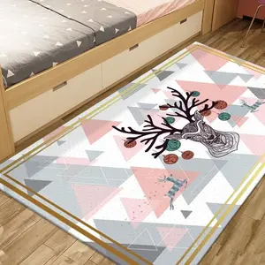 New Animal Pattern Deer Series Bedside Rug, Tatami Sofa Floor Mat Machine Washable Custom Home Decor Rug