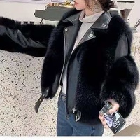 Manteau de motard en fausse fourrure de renard style fourrure pour femmes, tendance