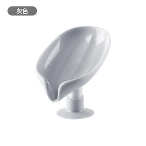 Porte-savon Heimori Leaf en plastique bleu-gris avec ventouse auto-drainante pour salle de bain - Product Image 1