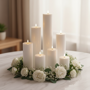 <span class=keywords><strong>Bougie</strong></span> <span class=keywords><strong>LED</strong></span> sans flamme à piles en cire de paraffine, fabriquée à la main, écologique et sûre, modèle PILLAR de Mermei - Product Image 1