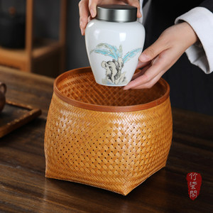 <b>Bamboo</b> Woven Storage Basket Polygon Shape Lacquered Guizhou Handmade For Living Room Neatening - Product Image 5