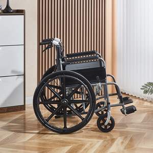 Fauteuil roulant manuel pliable portable noir 13 kg en acier carbone pour personnes âgées et handicapées, usage domestique - Product Image 2