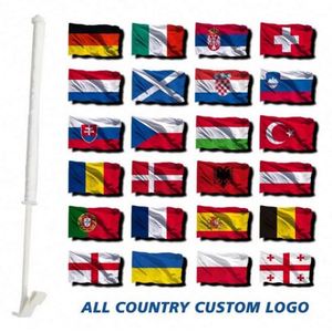Customized Waterproof Portable Car Window Clips <b>Flag</b> Blank Mini Polyester Country Car <b>Flag</b> with Plastic Pole - Product Image 2