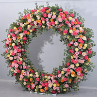 Arche de fleurs artificielles en forme de cercle, style couronne géante, diamètre 200 cm, arche de fleurs en soie pour cérémonie de mariage en plein air, décoration florale