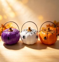 Décoration de table en forme de citrouille d'Halloween avec motif d'araignée pour la fête de la Toussaint
