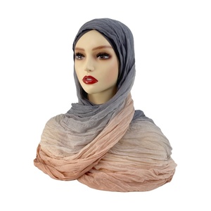 Phổ Biến Phụ Nữ Hồi Giáo Crinkle Voile Thiết Kế Trọng Lượng Nhẹ Ombre Hijab Dupatta Polyester Chiếc Khăn Crepe Khăn Choàng Sudan Phụ Nữ Toub 2025 - Product Image 2