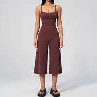 Ensemble de yoga pour femmes, pantalon et débardeur à bretelles, en nylon et élasthanne, séchage rapide, extensible dans les quatre sens