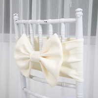 Nouveau Style élastique plaine teint chaise ceintures ceinture Stretch Polyester blanc chaise arrière arc pour mariage Banquet fête événement décoration