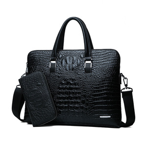 Mallette Grande Capacité pour <span class=keywords><strong>Homme</strong></span> Motif Crocodile en PU Souple Sac d'Affaires <span class=keywords><strong>Porte</strong></span>-Documents et Ordinateur pour le Bureau et les Voyages - Product Image 1