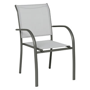 Chaise design contemporain en aluminium modèle Piazzia Anthracite et Textilène gris, siège résistant aux intempéries, 1 personne - Product Image 1