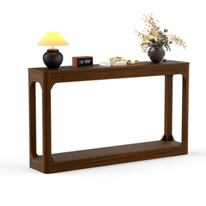 Consolle da 55,1 Pollici con Gambe Curve in Legno, Tavolo Laterale per Divano con Vano Portaoggetti per Ingresso - Product Image 1