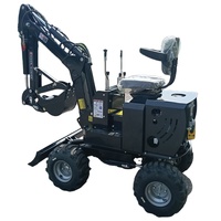 Mini-excavatrice à 2/4 roues, moteur diesel standard EUROV, 15 ch, chargeuse-pelleteuse remorquable