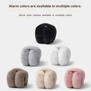 Couvre-oreilles pliables en <span class=keywords><strong>fausse</strong></span> <span class=keywords><strong>fourrure</strong></span> épaisse et isolante pour l'hiver, doux et mignons, pour femmes et filles, parfaits pour l'extérieur par temps froid - Product Image 2