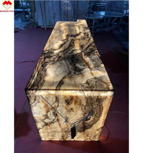 Nouveau matériau impression 3D pierre de luxe naturel rétro-éclairé onyx <span class=keywords><strong>marbre</strong></span> île comptoir <span class=keywords><strong>bar</strong></span> haut translucide conception - Product Image 3
